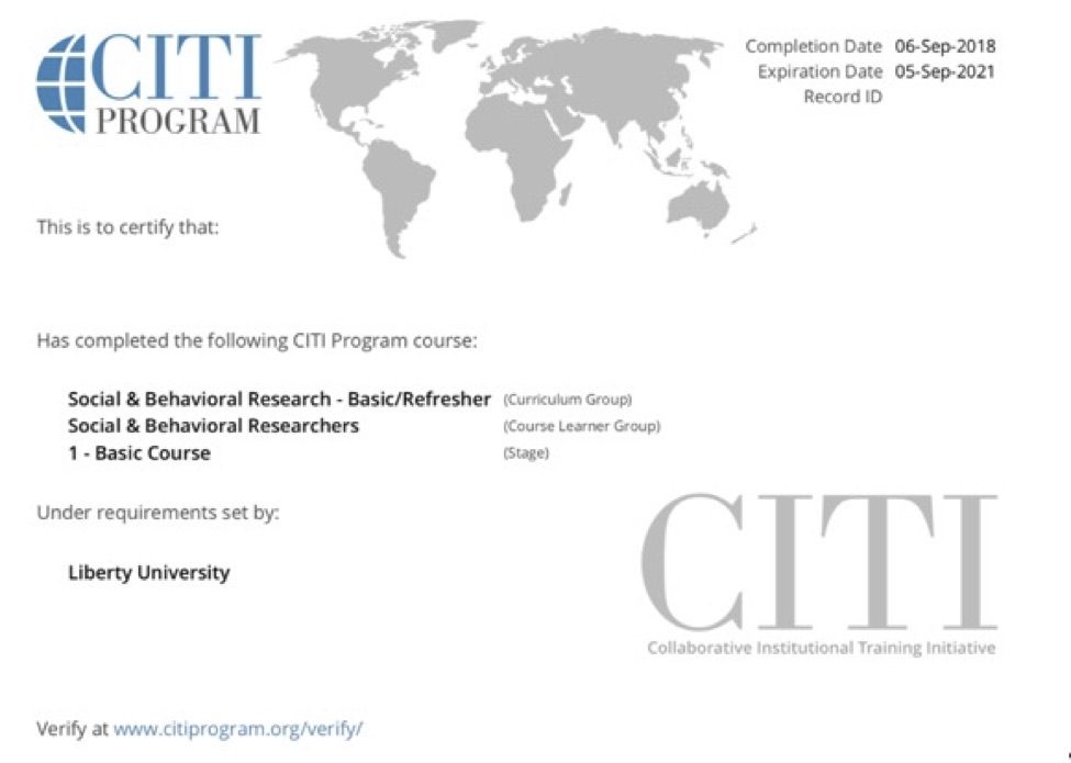 Quiz: CITI Training Dr Alex Casteel